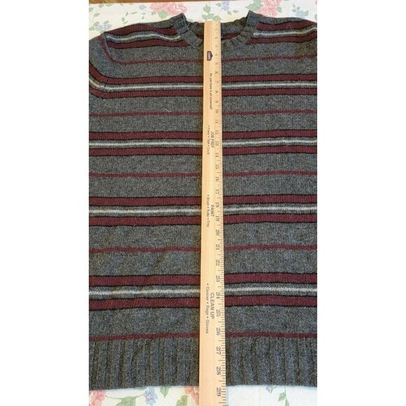 GAP 100% Lamb's Wool Men's Gray/Red Striped Round Neck Pullover Size XL-XXL # 15 - Picture 9 of 11